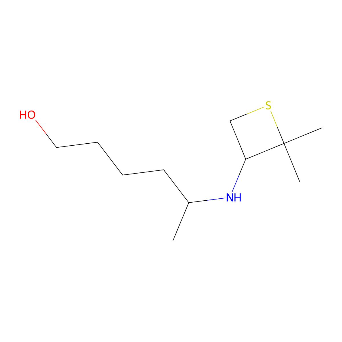 5-((2,2-Dimethylthietan-3-yl)amino)hexan-1-ol molecular structure, CAS 1875011-06-5
