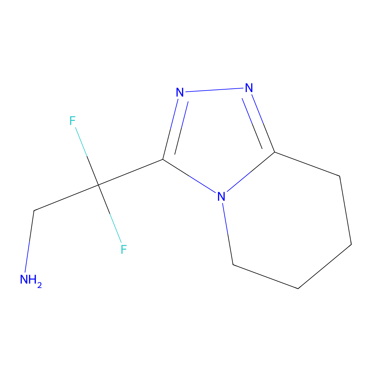 2,2-difluoro-2-{5H,6H,7H,8H-[1,2,4]triazolo[4,3-a]pyridin-3-yl}ethan-1-amine molecular structure, CAS 1875029-88-1