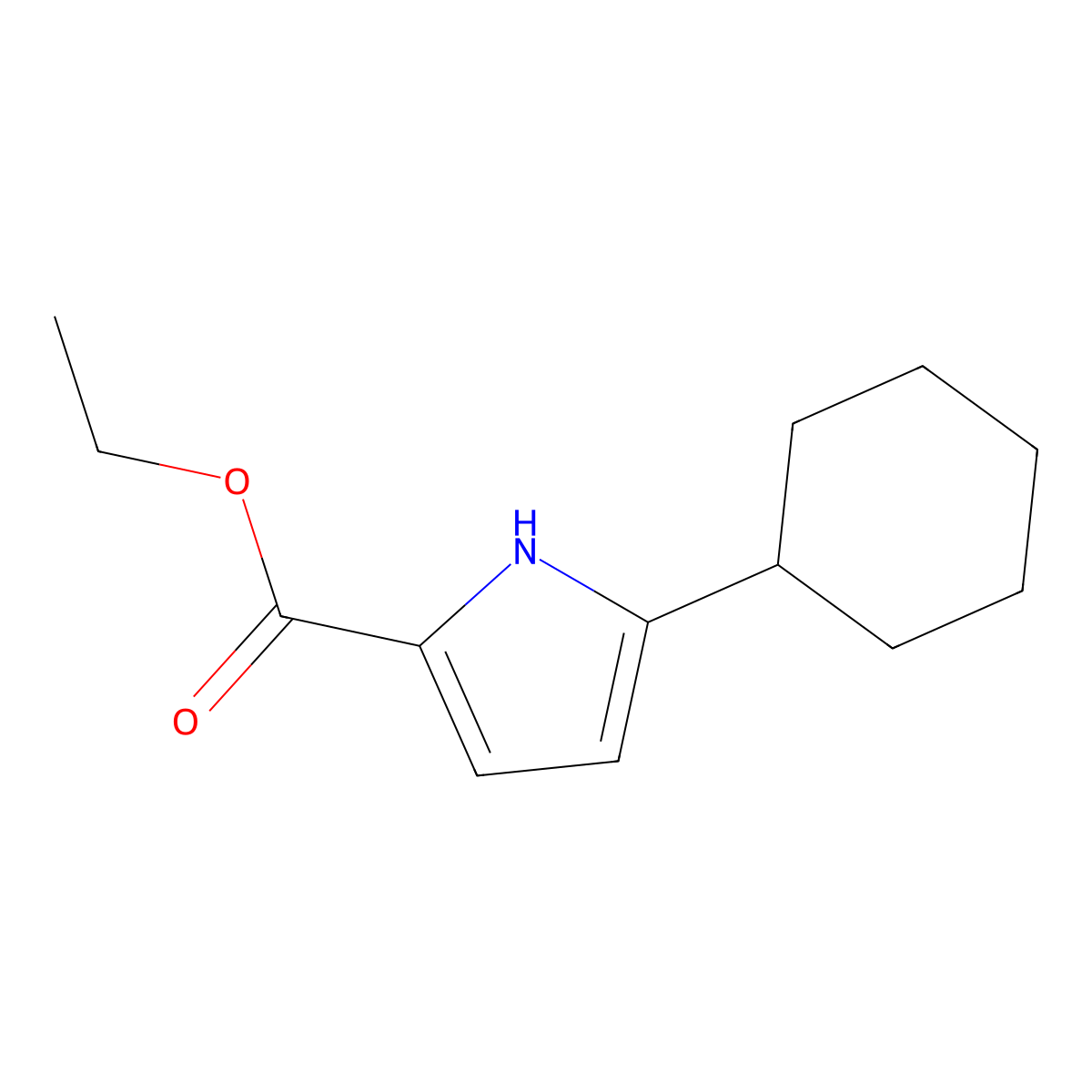 Ethyl 5-cyclohexyl-1H-pyrrole-2-carboxylate molecular structure, CAS 1875079-10-9