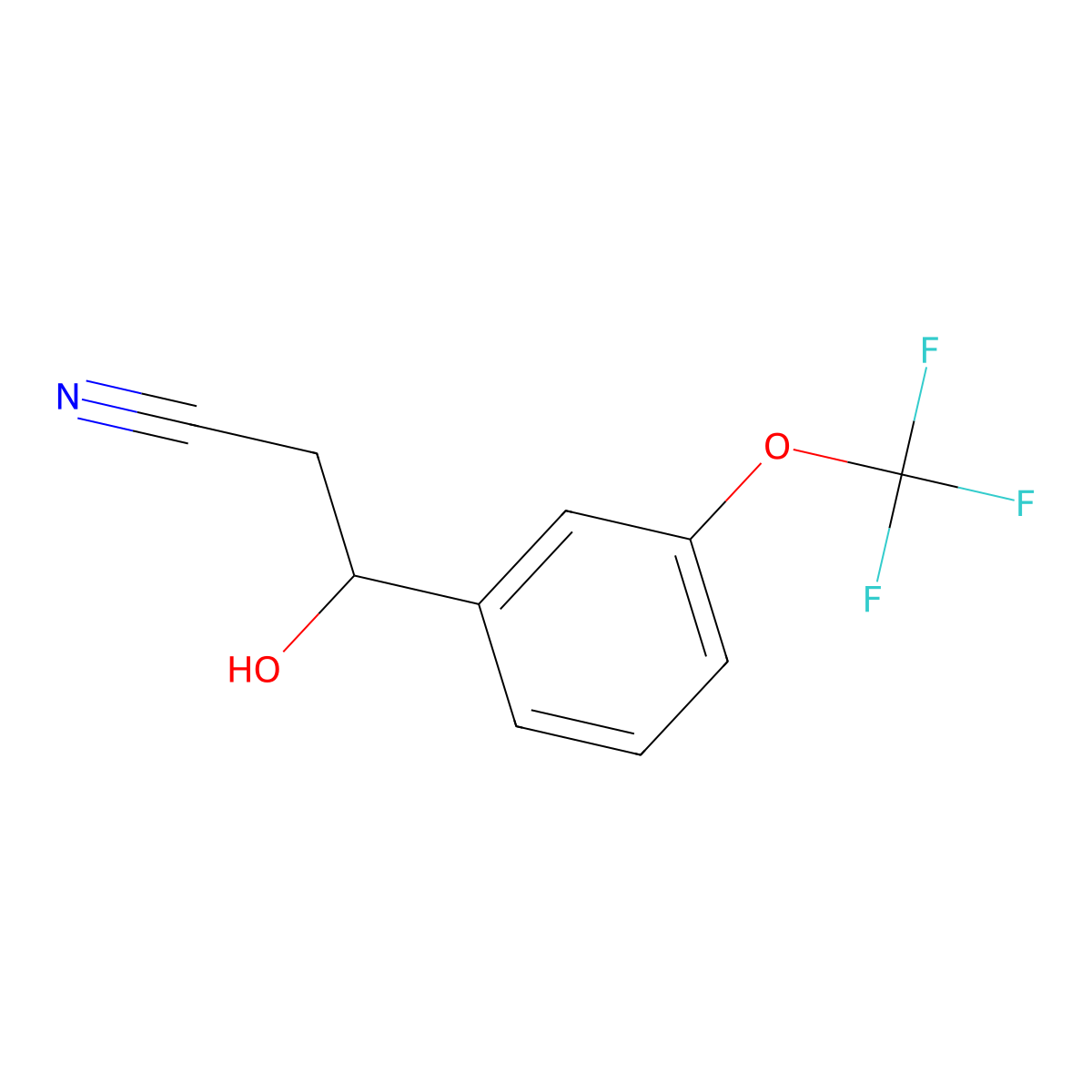 3-Hydroxy-3-[3-(trifluoromethoxy)phenyl]propanenitrile molecular structure, CAS 1875171-09-7