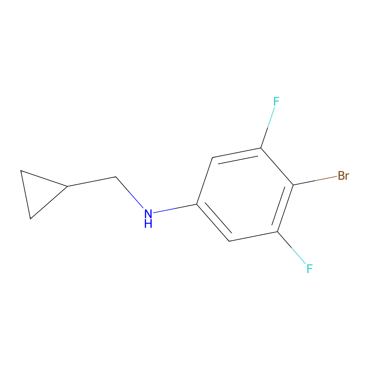 4-Bromo-N-(cyclopropylmethyl)-3,5-difluoroaniline molecular structure, CAS 1875199-07-7