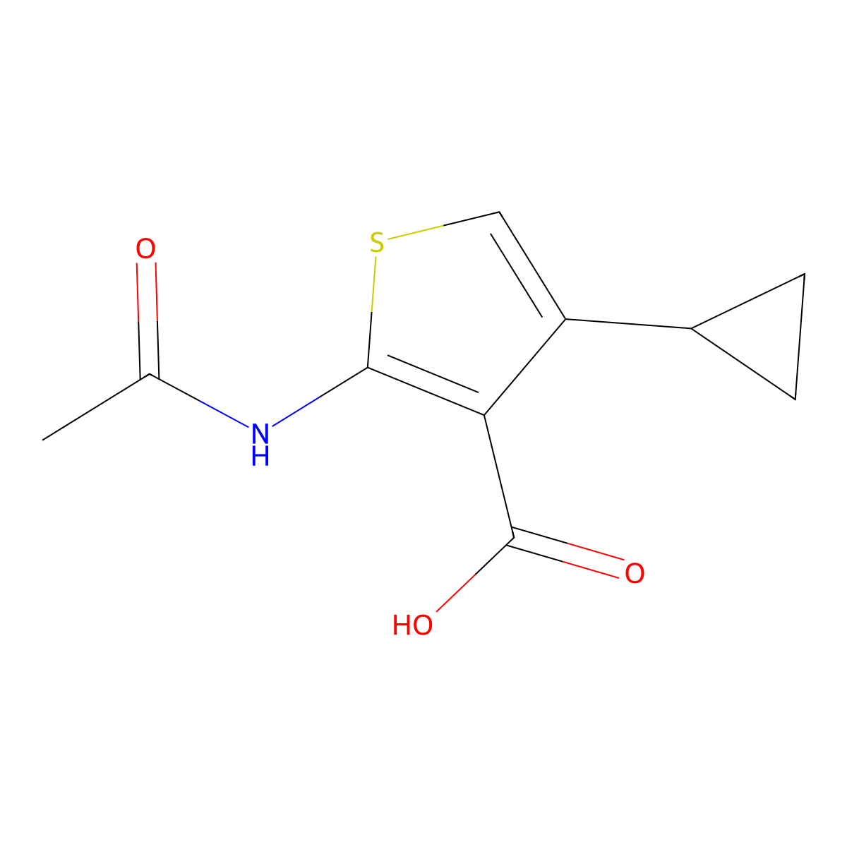 4-Cyclopropyl-2-acetamidothiophene-3-carboxylic acid molecular structure, CAS 1875200-86-4