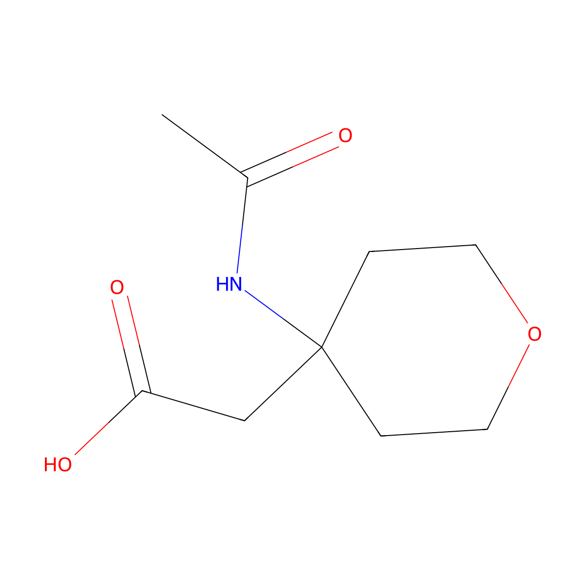 2-(4-Acetamidooxan-4-yl)acetic acid molecular structure, CAS 1875290-15-5