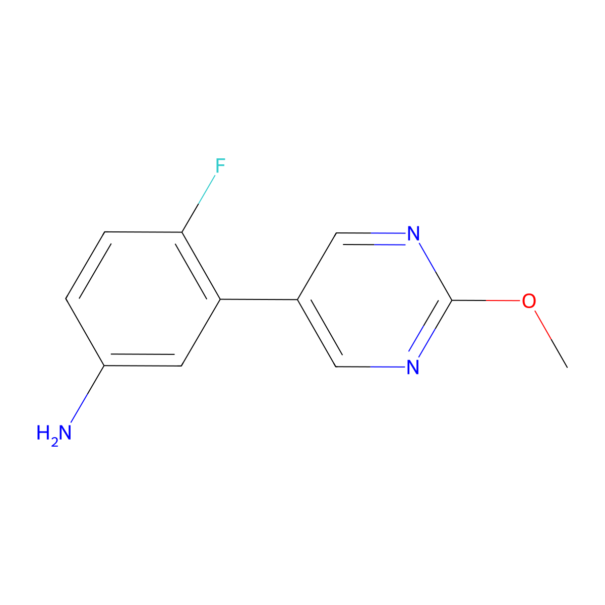 4-Fluoro-3-(2-methoxypyrimidin-5-yl)aniline molecular structure, CAS 1875304-68-9