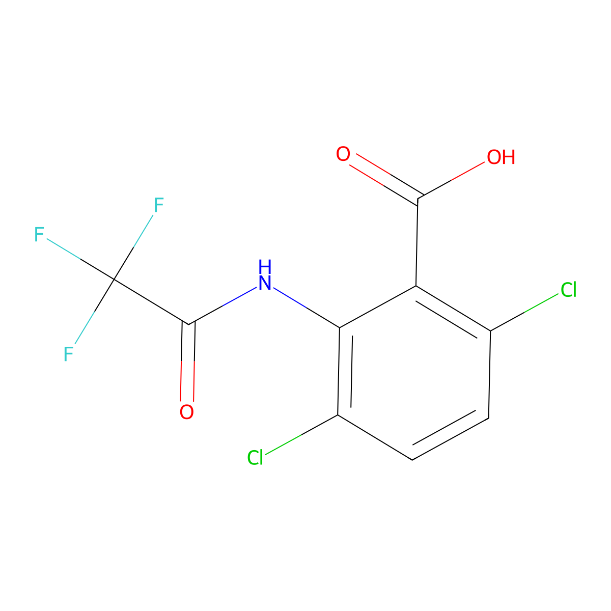 3,6-Dichloro-2-(trifluoroacetamido)benzoic acid molecular structure, CAS 1875426-87-1
