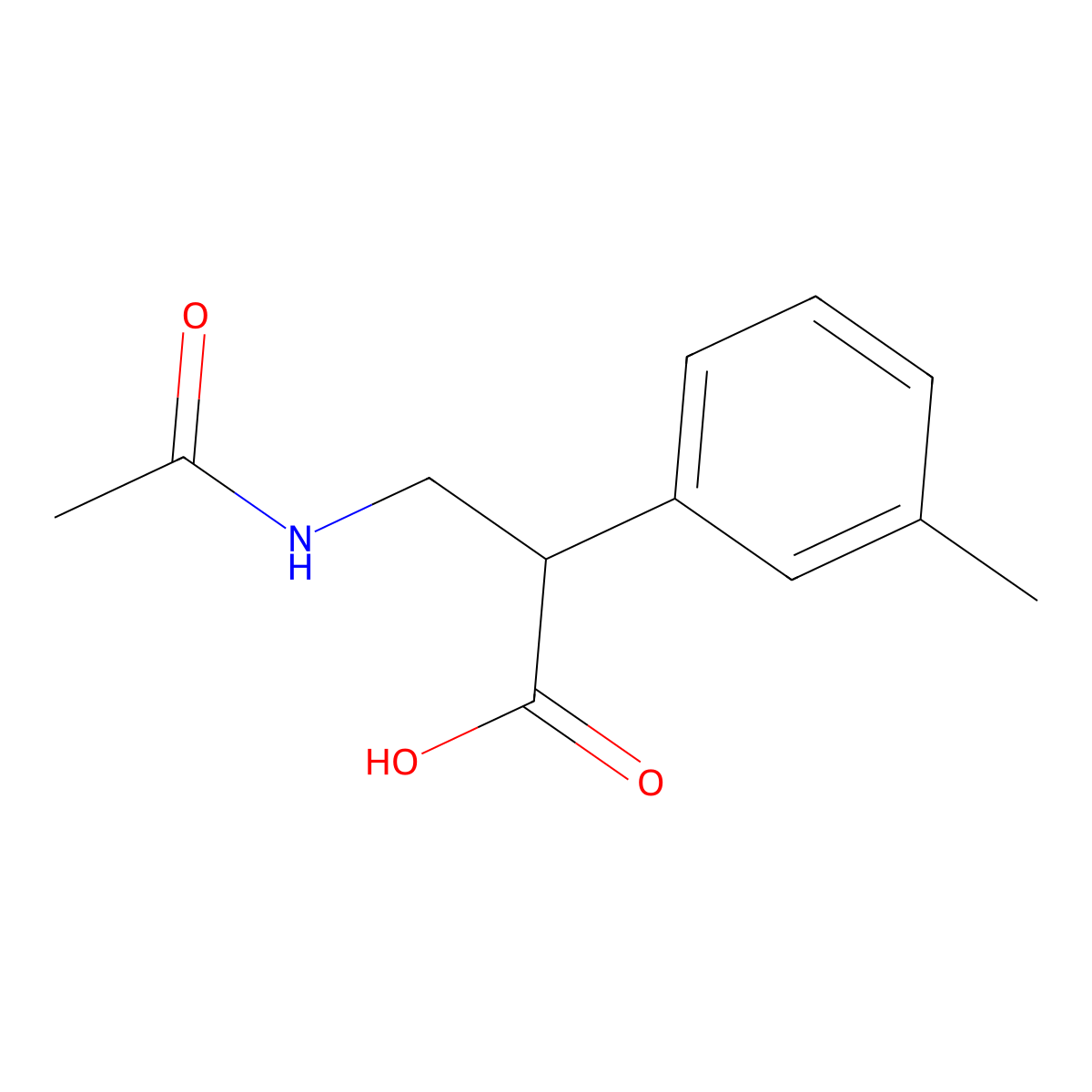 3-Acetamido-2-(3-methylphenyl)propanoic acid molecular structure, CAS 1875442-42-4