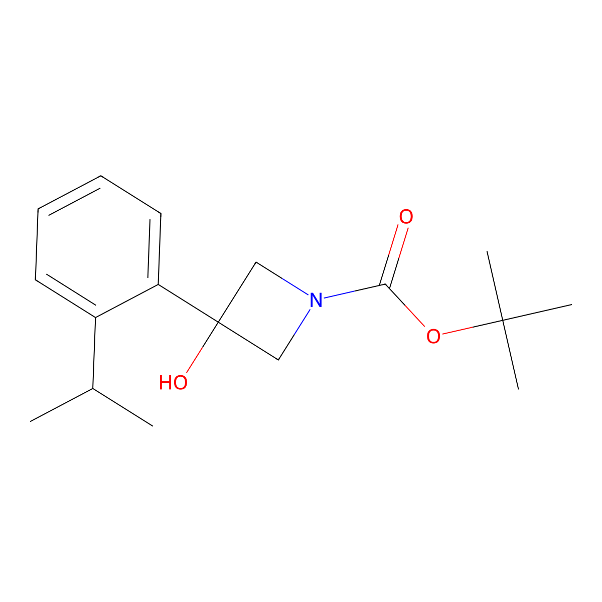 1,1-Dimethylethyl 3-hydroxy-3-[2-(1-methylethyl)phenyl]-1-azetidinecarboxylate molecular structure, CAS 1875491-70-5