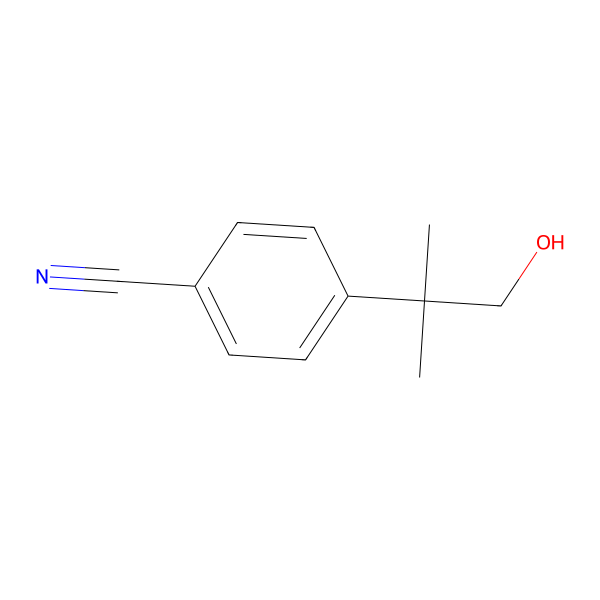 4-(1-Hydroxy-2-methylpropan-2-yl)benzonitrile molecular structure, CAS 18755-57-2