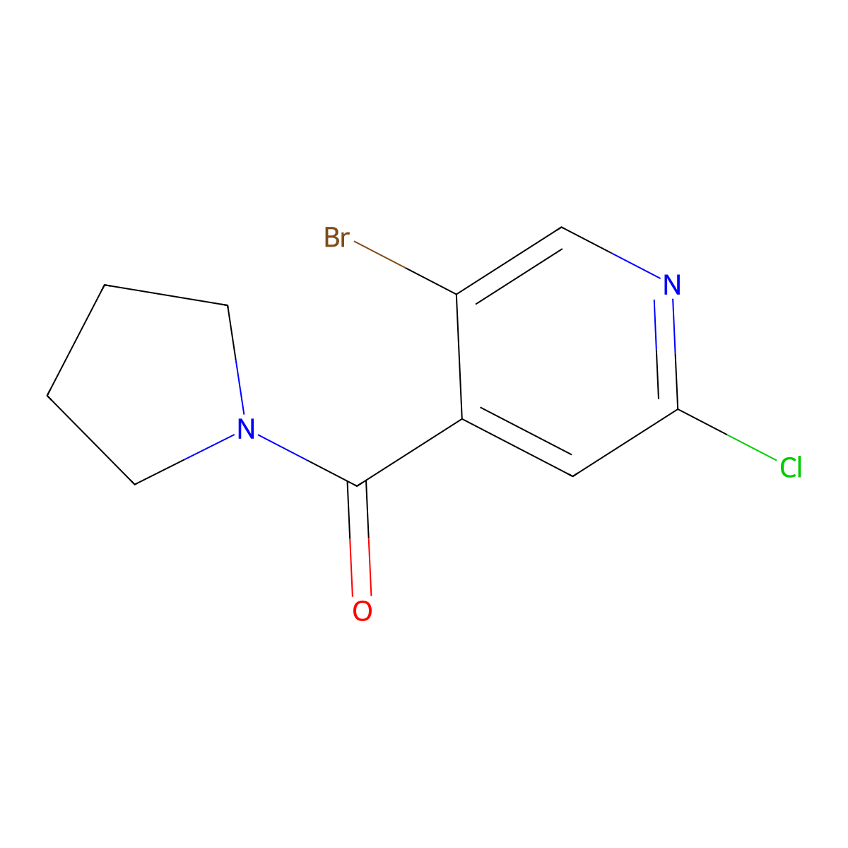 (5-Bromo-2-chloropyridin-4-yl)(pyrrolidin-1-yl)methanone molecular structure, CAS 1875545-42-8