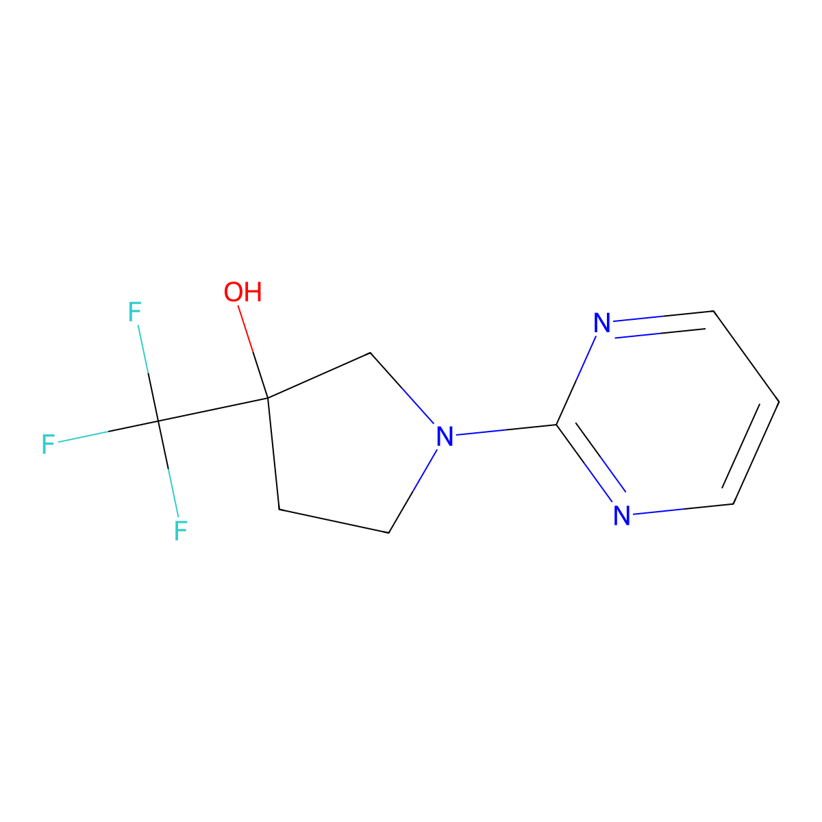 1-(Pyrimidin-2-yl)-3-(trifluoromethyl)pyrrolidin-3-ol molecular structure, CAS 1875624-67-1