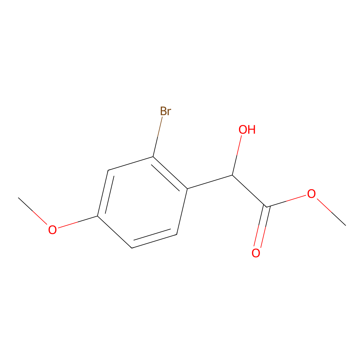 Methyl 2-(2-bromo-4-methoxyphenyl)-2-hydroxyacetate molecular structure, CAS 1875642-06-0