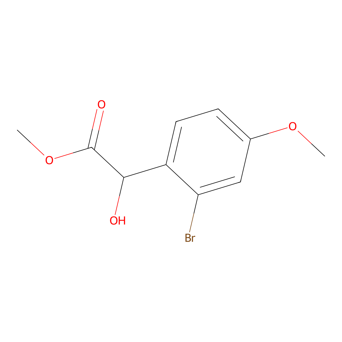Methyl 2-(2-bromo-4-methoxyphenyl)-2-hydroxyacetate molecular structure, CAS 1875642-06-0