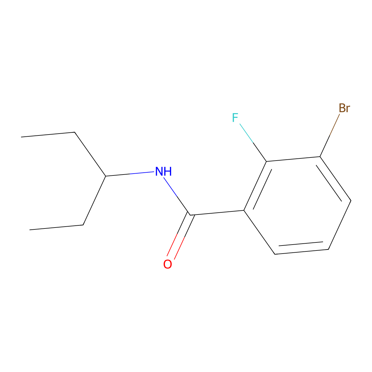 3-Bromo-N-(1-ethylpropyl)-2-fluorobenzamide molecular structure, CAS 1875665-63-6