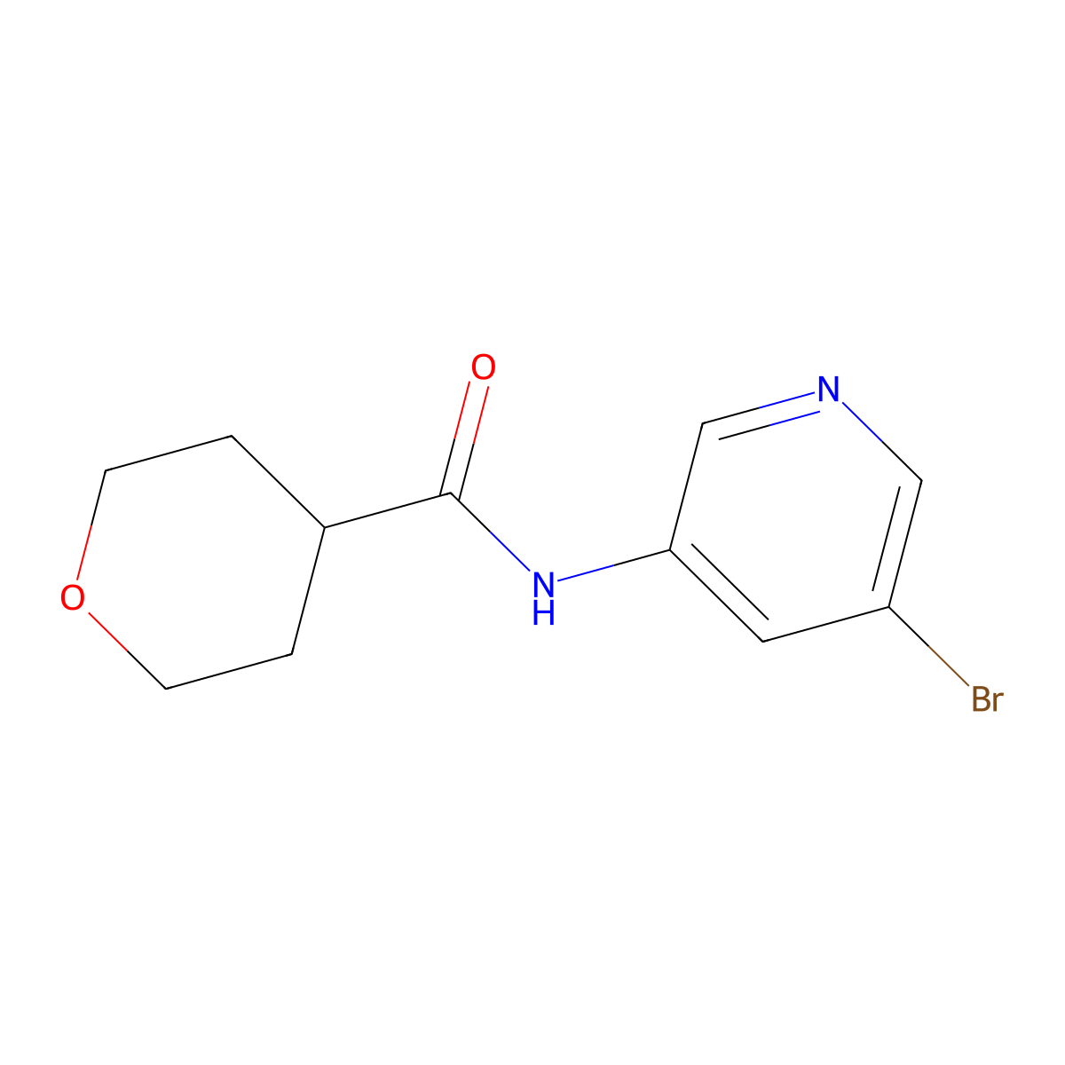 N-(5-Bromopyridin-3-yl)tetrahydro-2H-pyran-4-carboxamide molecular structure, CAS 1875689-46-5