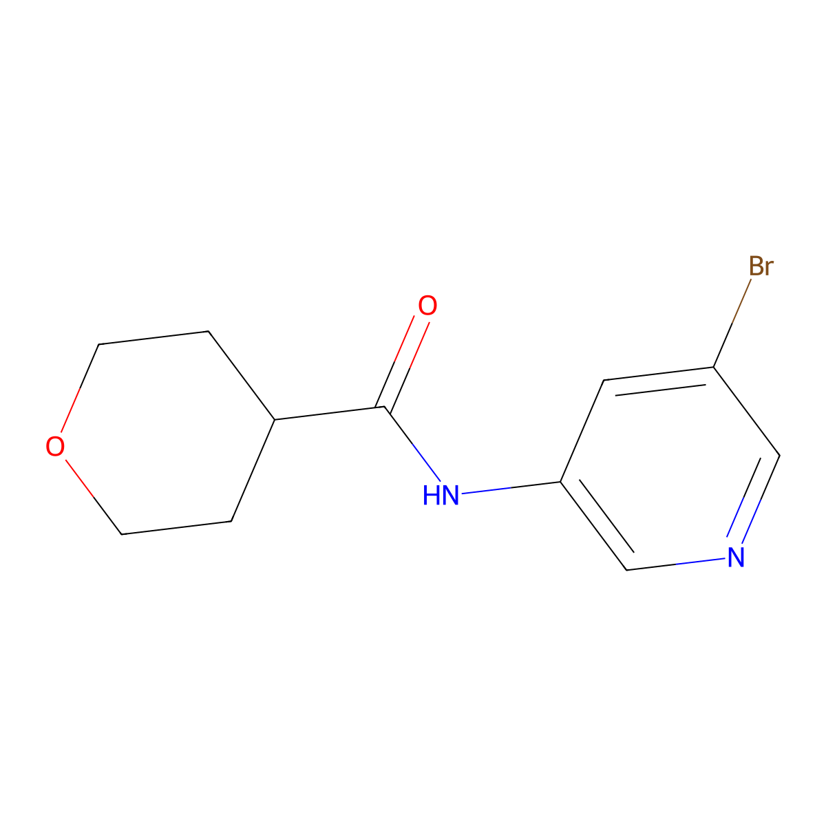 N-(5-Bromopyridin-3-yl)tetrahydro-2H-pyran-4-carboxamide molecular structure, CAS 1875689-46-5