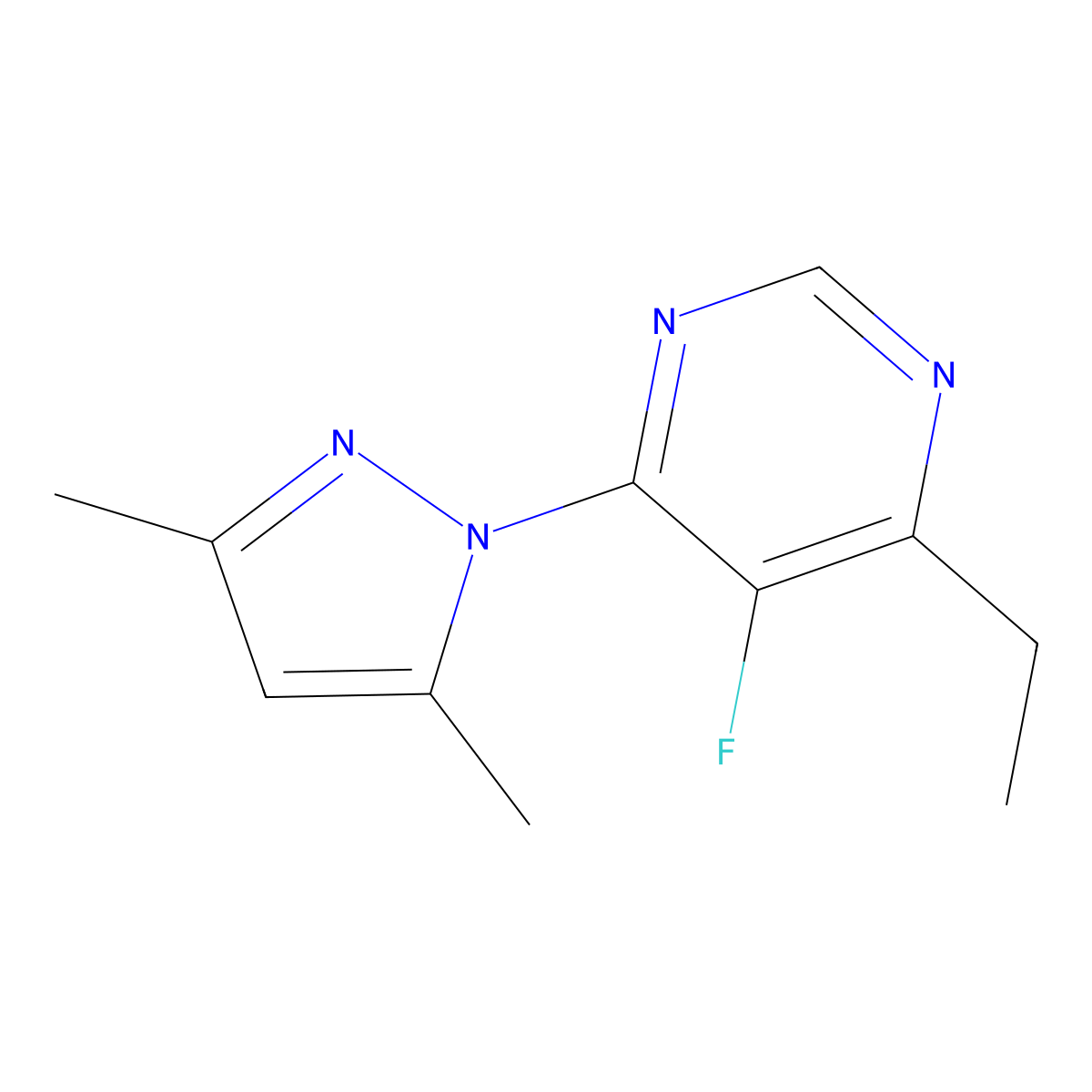4-(3,5-dimethyl-1H-pyrazol-1-yl)-6-ethyl-5-fluoropyrimidine molecular structure, CAS 1875723-72-0