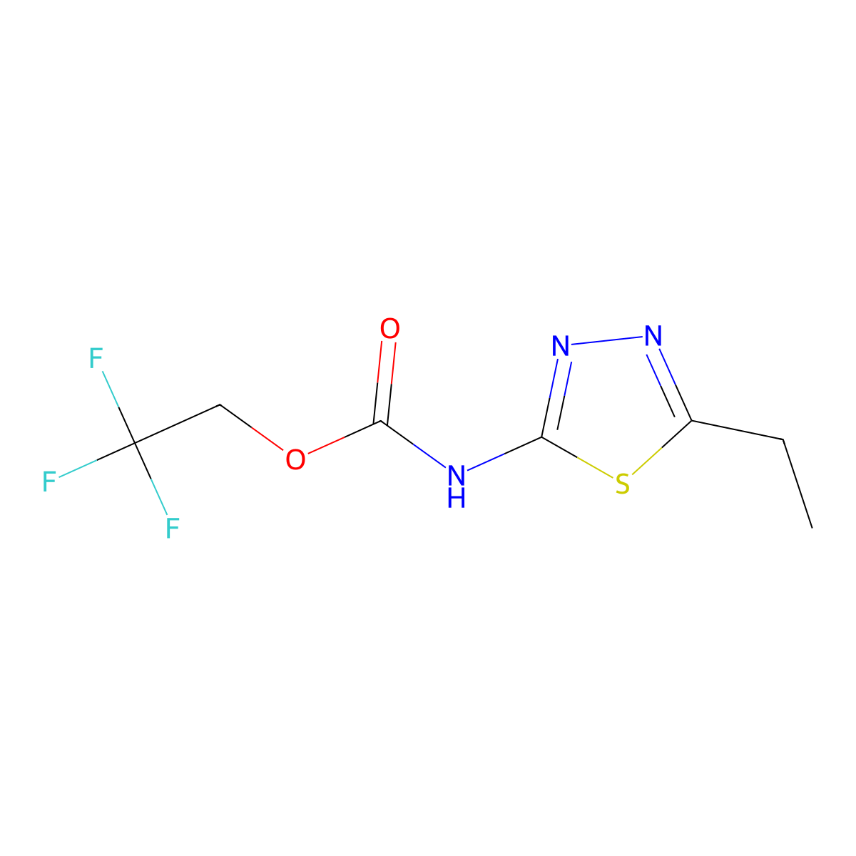 2,2,2-trifluoroethyl N-(5-ethyl-1,3,4-thiadiazol-2-yl)carbamate molecular structure, CAS 1875822-99-3