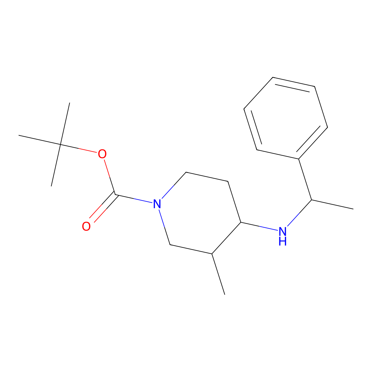 tert-Butyl 3-methyl-4-((1-phenylethyl)amino)piperidine-1-carboxylate molecular structure, CAS 1875841-29-4