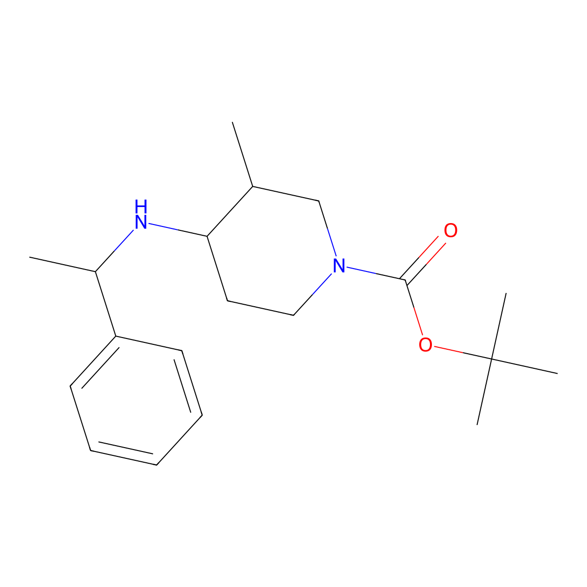 tert-Butyl 3-methyl-4-((1-phenylethyl)amino)piperidine-1-carboxylate molecular structure, CAS 1875841-29-4