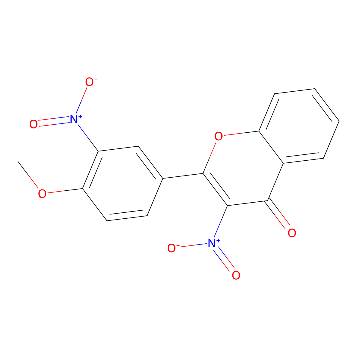 4H-1-Benzopyran-4-one, 2-(4-methoxy-3-nitrophenyl)-3-nitro- molecular structure, CAS 187585-43-9