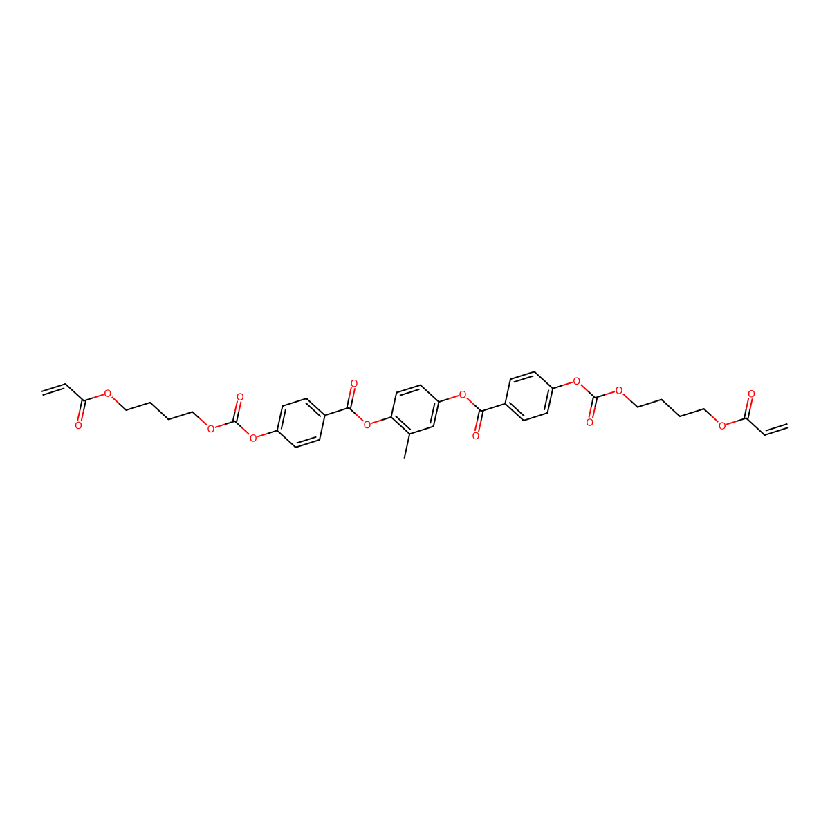 2-Methyl-1,4-phenylene Bis(4-(((4-(acryloyloxy)butoxy)carbonyl)oxy)benzoate) molecular structure, CAS 187585-64-4