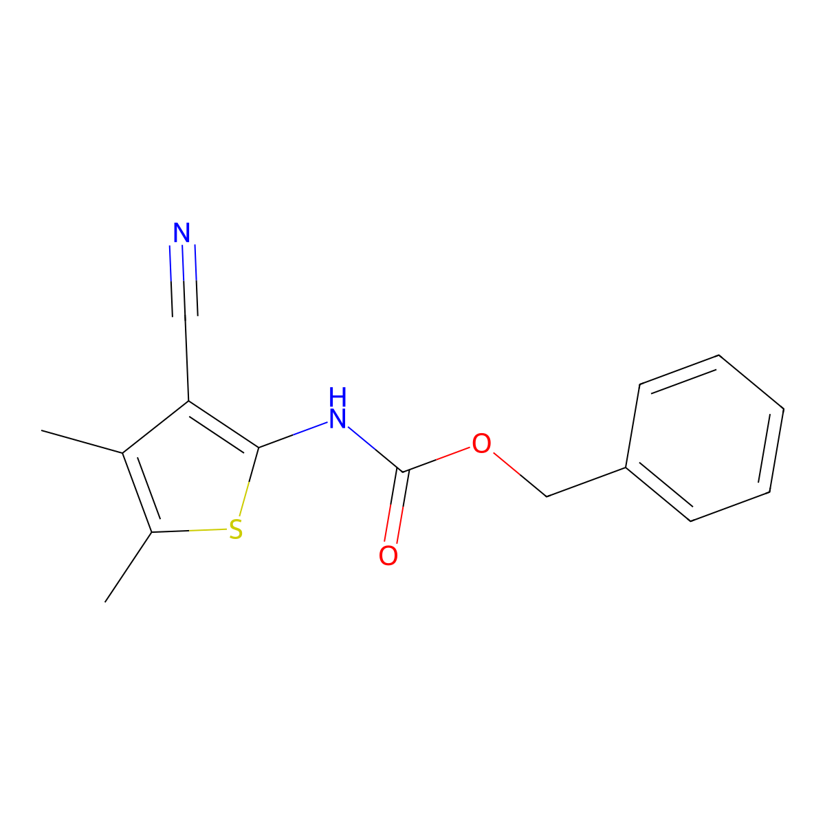 benzyl N-(3-cyano-4,5-dimethylthiophen-2-yl)carbamate molecular structure, CAS 1875866-92-4
