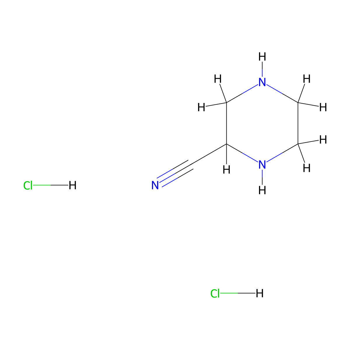 Piperazine-2-carbonitrile dihydrochloride molecular structure, CAS 187589-35-1