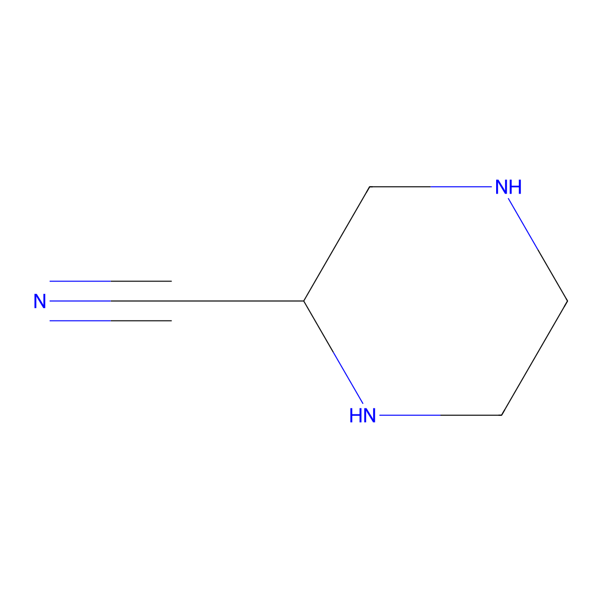 Piperazine-2-carbonitrile molecular structure, CAS 187589-36-2