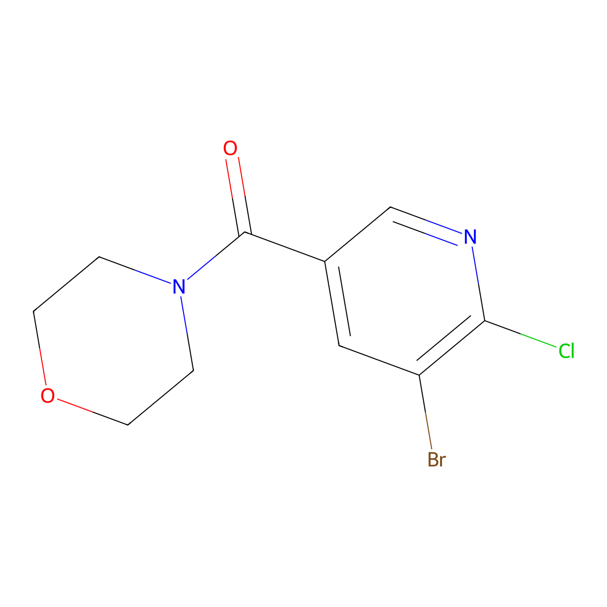 (5-Bromo-6-chloropyridin-3-yl)(morpholino)methanone molecular structure, CAS 1875938-82-1