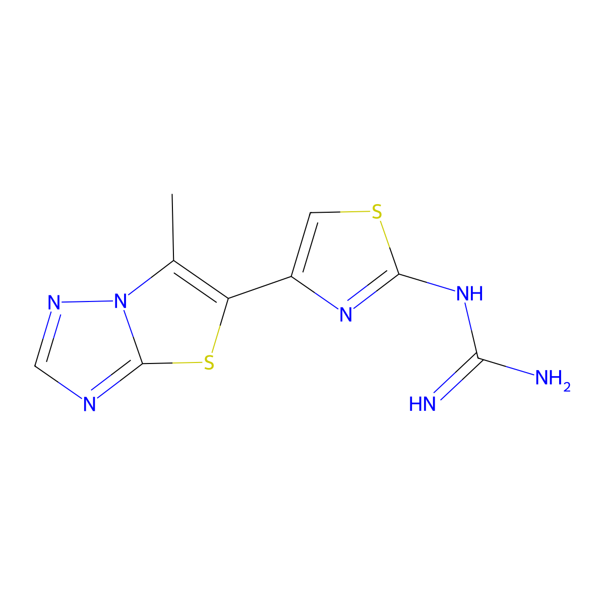 N-[4-(6-methyl[1,3]thiazolo[3,2-b][1,2,4]triazol-5-yl)-1,3-thiazol-2-yl]guanidine molecular structure, CAS 187596-89-0