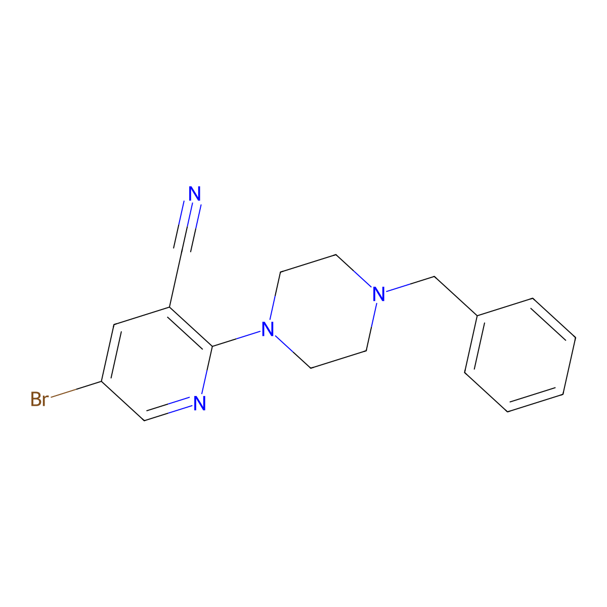 2-(4-Benzylpiperazin-1-yl)-5-bromopyridine-3-carbonitrile molecular structure, CAS 1875965-66-4