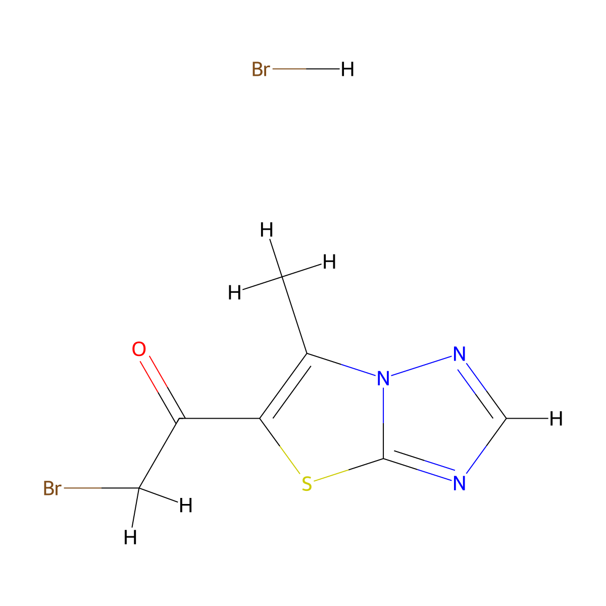 2-Bromo-1-(6-methylthiazolo[3,2-b][1,2,4]triazol-5-yl)ethanone hydrobromide molecular structure, CAS 187597-19-9