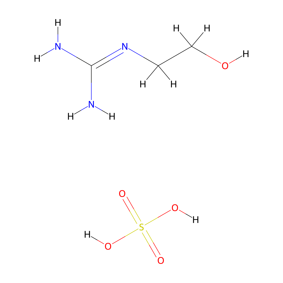 Sulfuric acid--N''-(2-hydroxyethyl)guanidine (1/1) molecular structure, CAS 1876-16-0