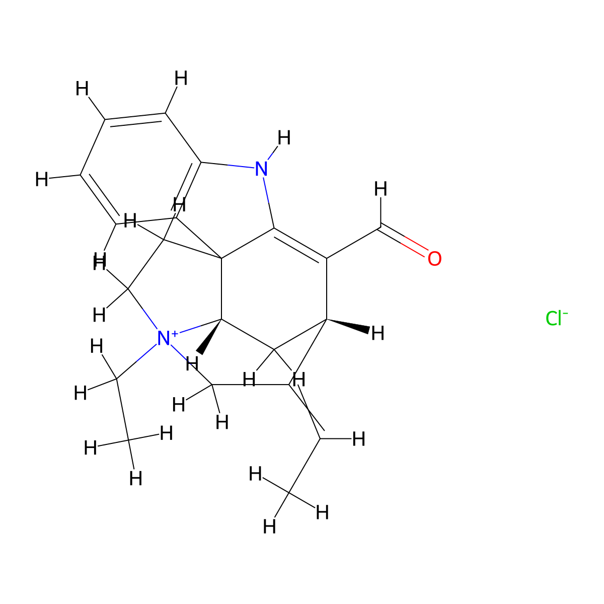4-Ethyl-1,2-didehydrocura-16,19-dien-4-ium-17-olate--hydrogen chloride (1/1) molecular structure, CAS 1876-64-8