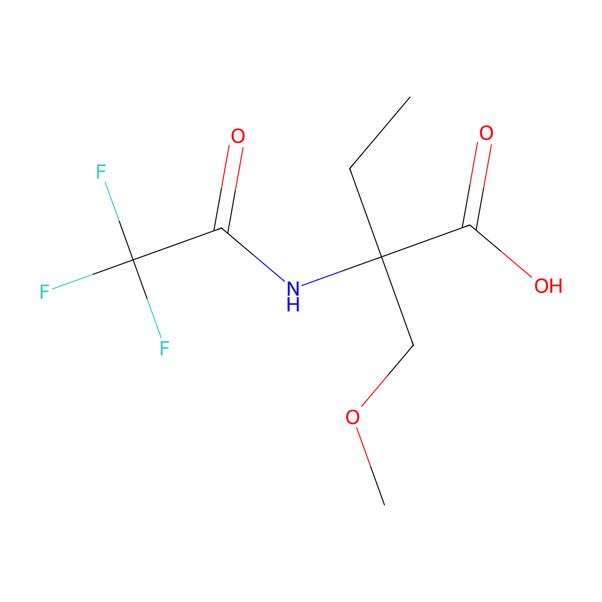 2-(Methoxymethyl)-2-(trifluoroacetamido)butanoic acid molecular structure, CAS 1876005-48-9