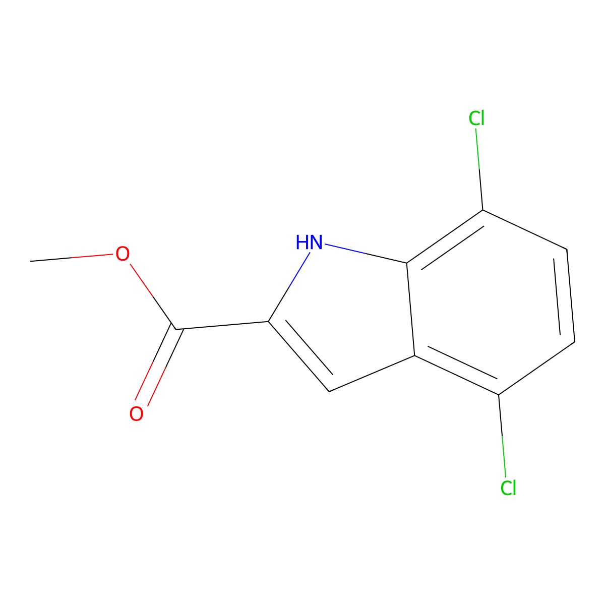 methyl 4,7-dichloro-1H-indole-2-carboxylate molecular structure, CAS 187607-72-3