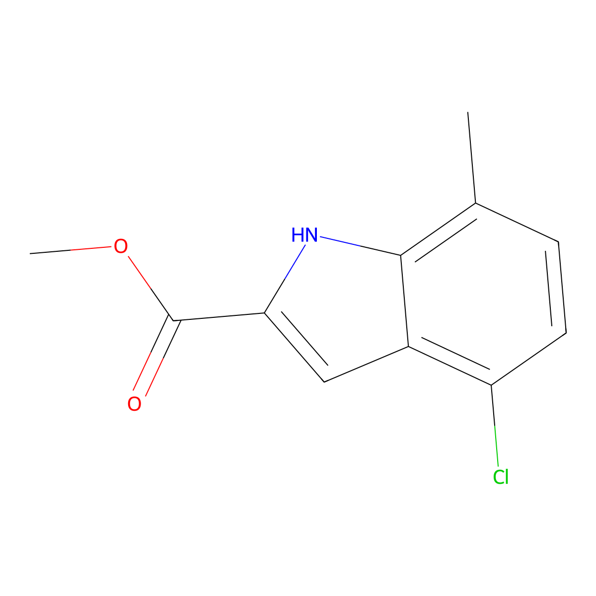 methyl 4-chloro-7-methyl-1H-indole-2-carboxylate molecular structure, CAS 187607-73-4