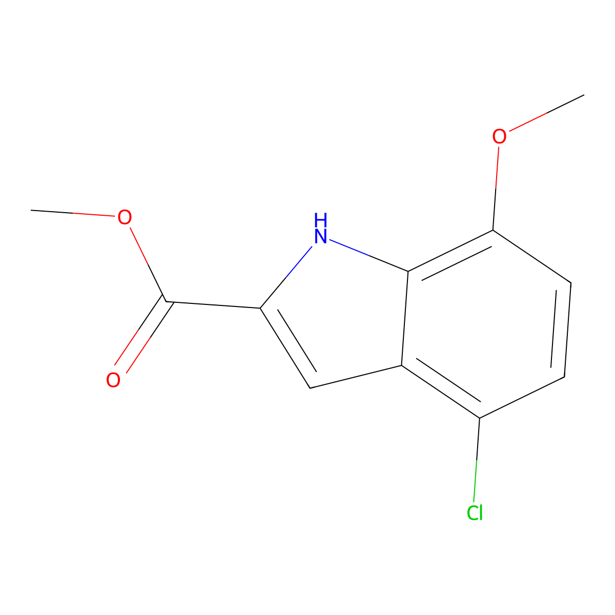 methyl 4-chloro-7-methoxy-1H-indole-2-carboxylate molecular structure, CAS 187607-74-5