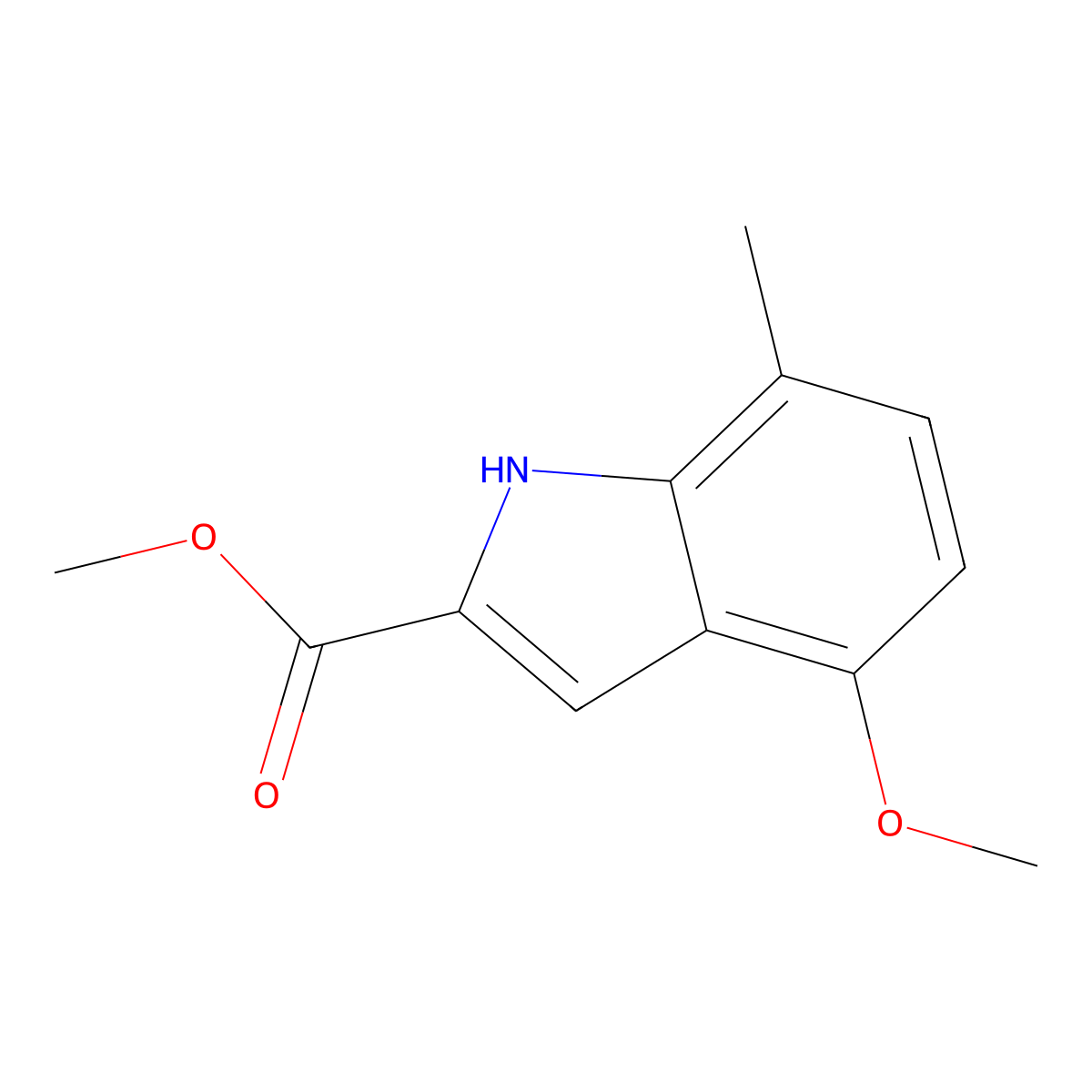 methyl 4-methoxy-7-methyl-1H-indole-2-carboxylate molecular structure, CAS 187607-77-8
