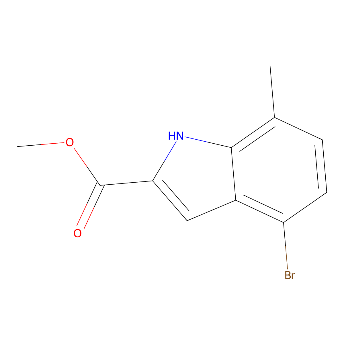 methyl 4-bromo-7-methyl-1H-indole-2-carboxylate molecular structure, CAS 187607-80-3