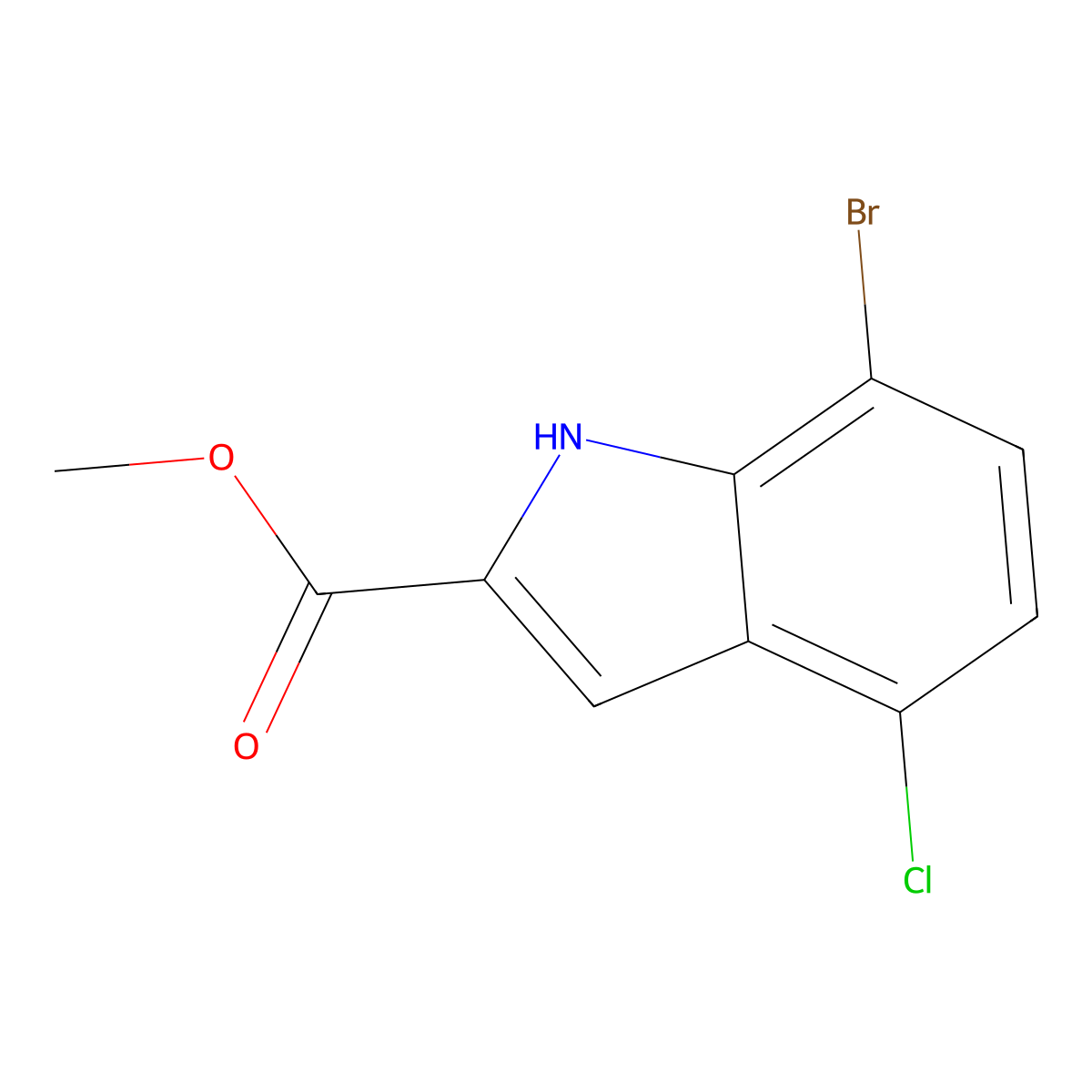 methyl 7-bromo-4-chloro-1H-indole-2-carboxylate molecular structure, CAS 187607-84-7
