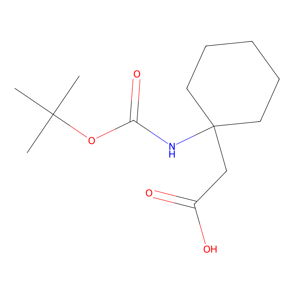 2-(1-(((Tert-butoxy)carbonyl)amino)cyclohexyl)acetic acid molecular structure, CAS 187610-56-6