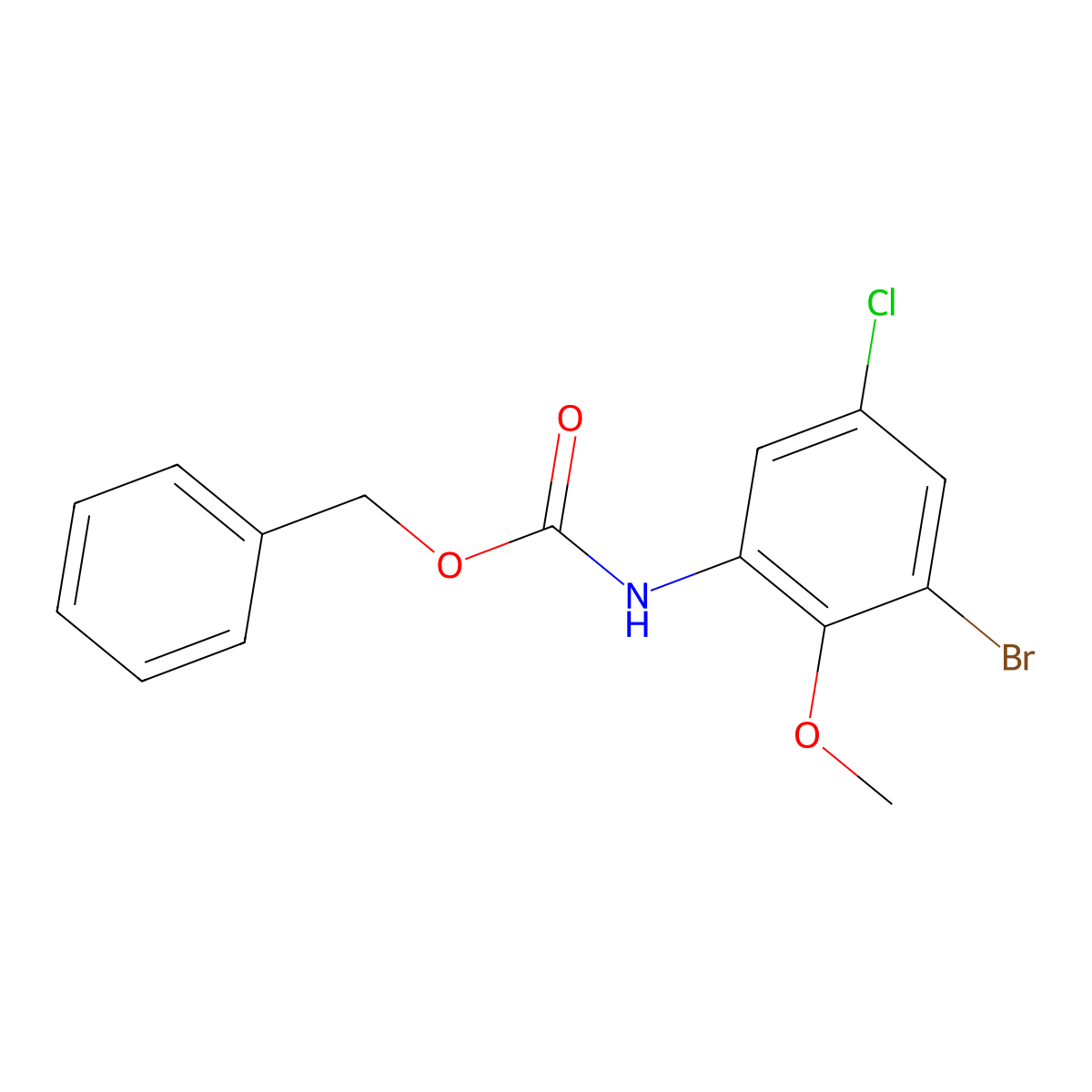 benzyl N-(3-bromo-5-chloro-2-methoxyphenyl)carbamate molecular structure, CAS 1876129-21-3