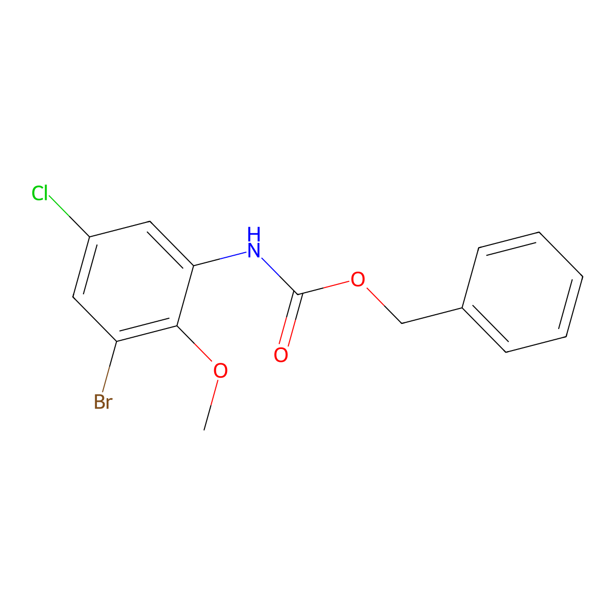 benzyl N-(3-bromo-5-chloro-2-methoxyphenyl)carbamate molecular structure, CAS 1876129-21-3
