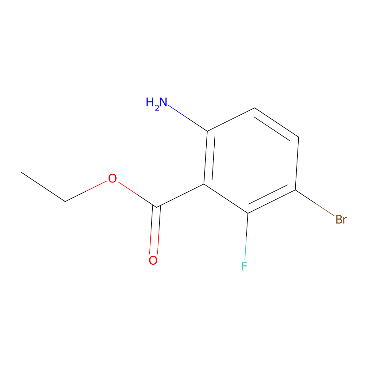 Ethyl 6-amino-3-bromo-2-fluorobenzoate molecular structure, CAS 1876148-95-6