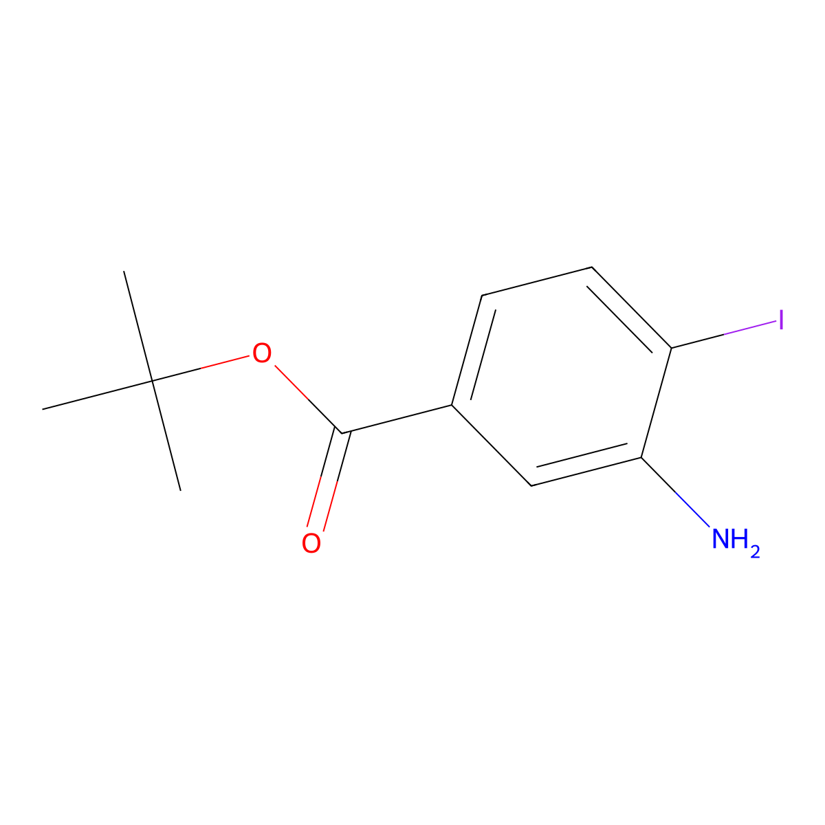 tert-Butyl 3-amino-4-iodobenzoate molecular structure, CAS 1876194-21-6