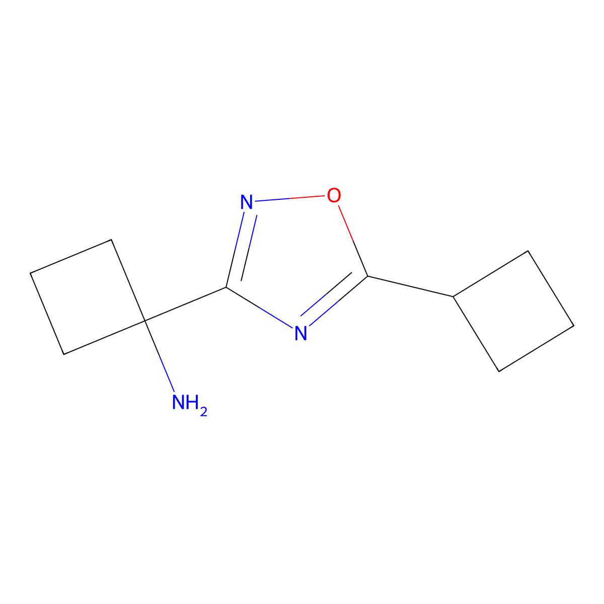 1-(5-Cyclobutyl-1,2,4-oxadiazol-3-yl)cyclobutan-1-amine molecular structure, CAS 1876214-73-1