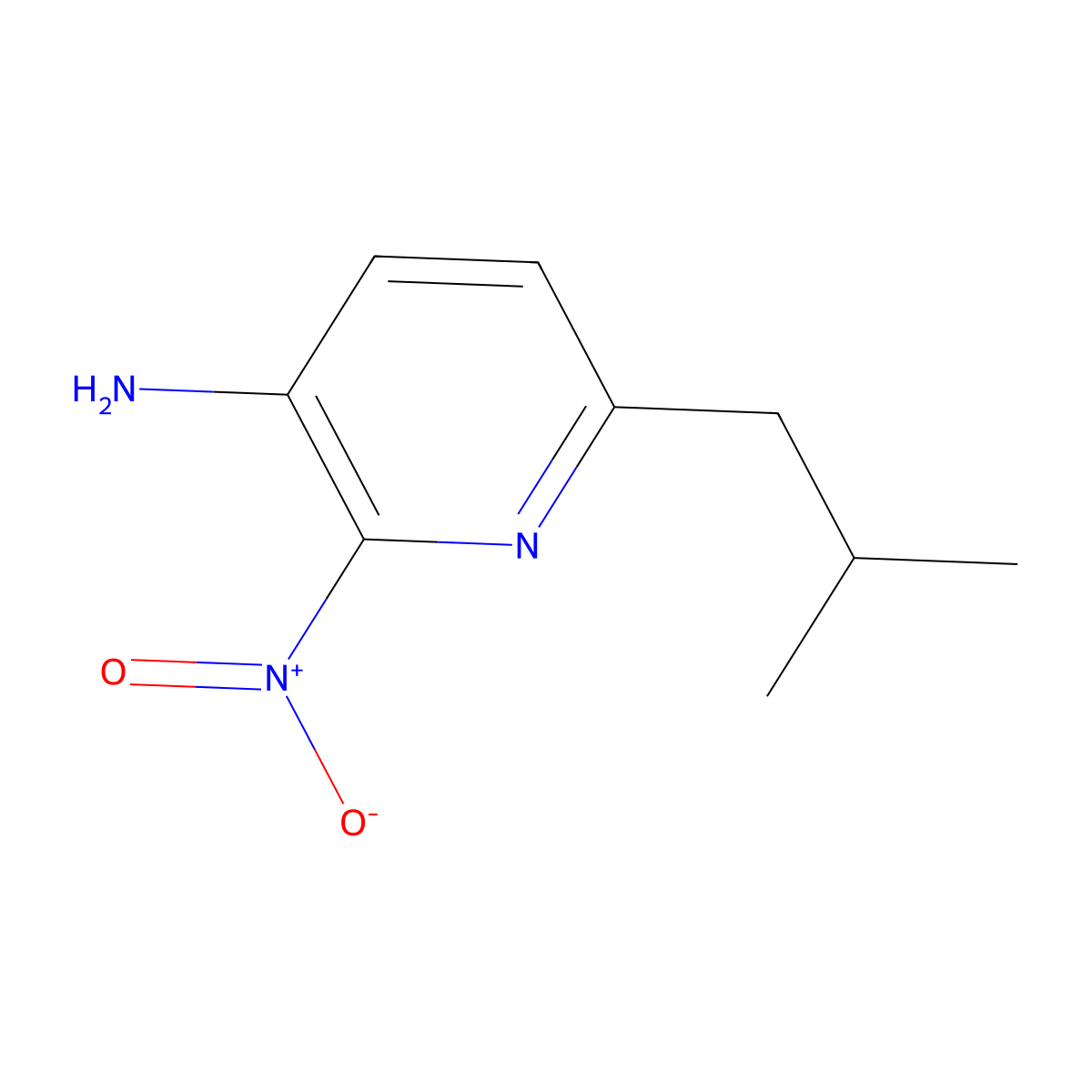 6-Isobutyl-2-nitropyridin-3-amine molecular structure, CAS 1876220-55-1