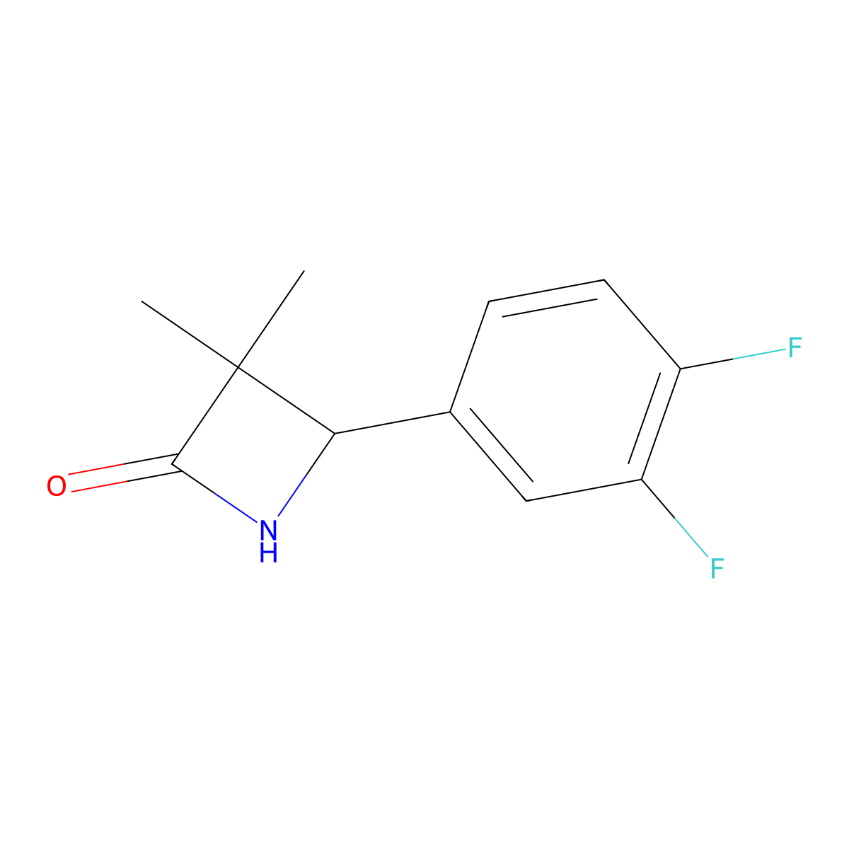 4-(3,4-Difluorophenyl)-3,3-dimethylazetidin-2-one molecular structure, CAS 1876240-21-9
