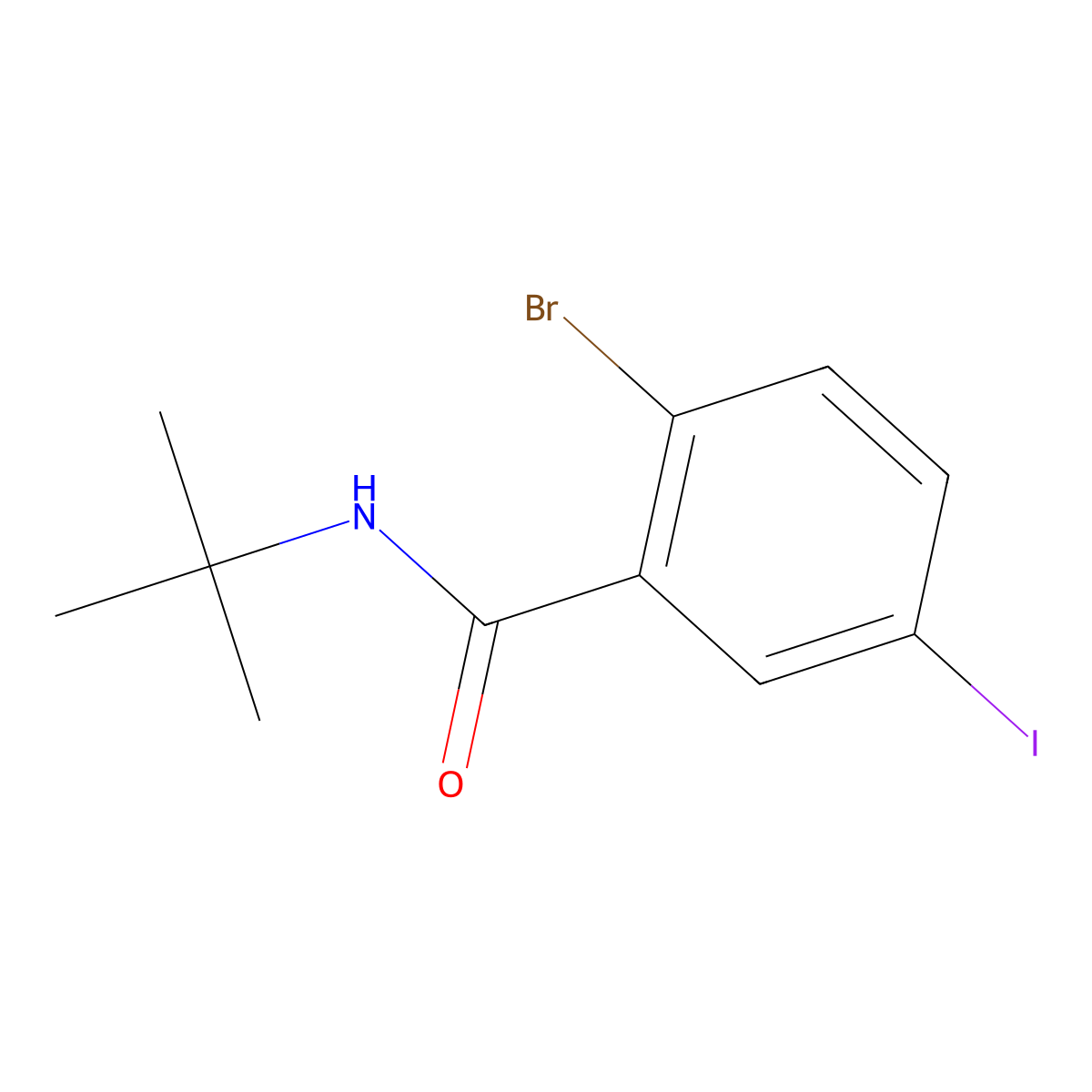 2-Bromo-N-(1,1-dimethylethyl)-5-iodobenzamide molecular structure, CAS 1876242-30-6